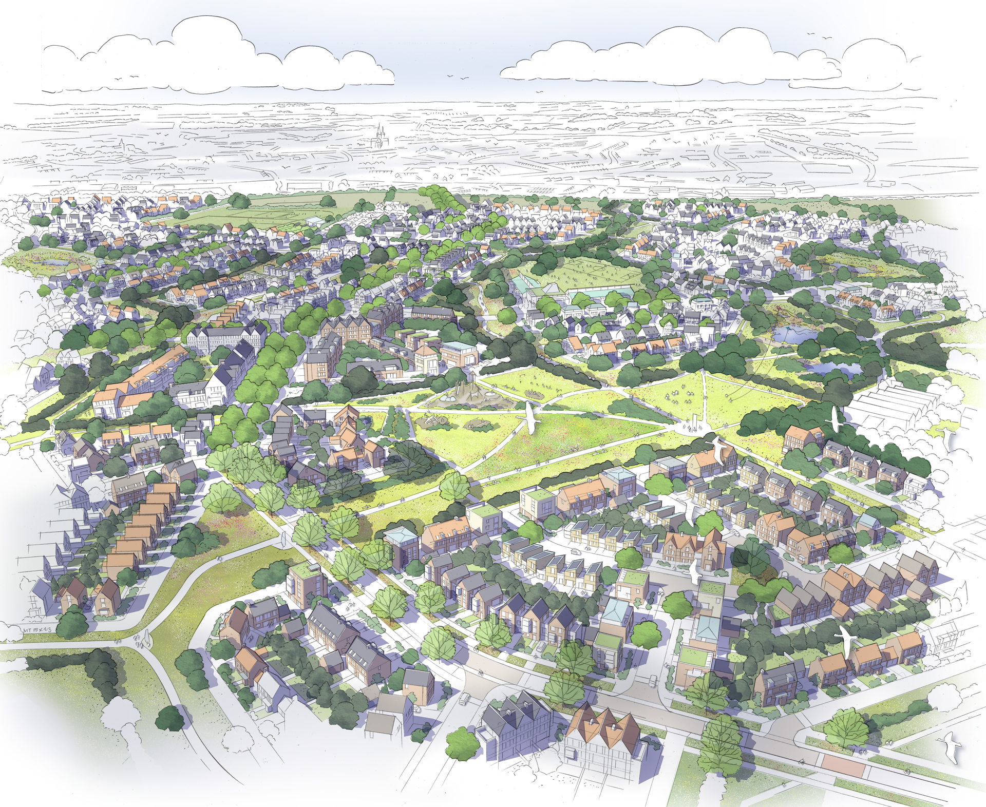 Artist’s impression of emerging proposals for Curborough Brooks